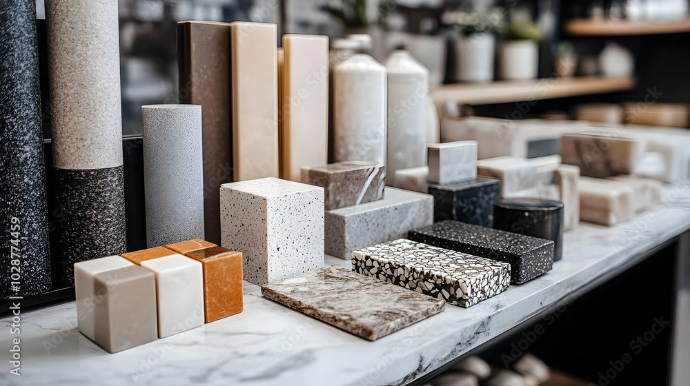 Poster display of various textured materials for design purposes.