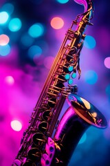 Fototapeta premium Vibrant Macro Shot of Saxophone Keys