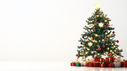 avarage green christmas tree with ligts and ornamnets