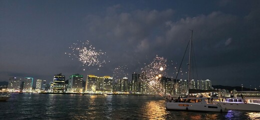 Fototapeta premium Night view from a yacht
