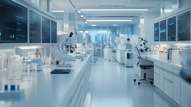 Flyer with 'Hospital' highlighted, designed in InDesign and positioned on a white laboratory workbench
