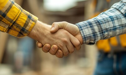 Building a successful partnership: Contractor and homeowner shake hands on a renovation deal, Generative AI