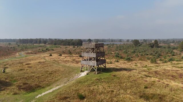 Aerial Shot of Watchtower in Drents-Friese Wold, Netherlands