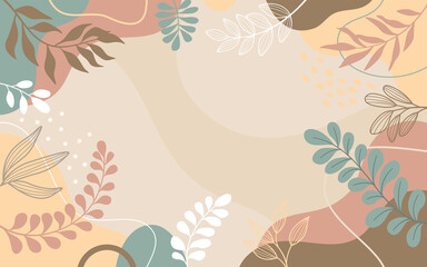 Abstract backgrounds for design. Colorful banners with hand drawn leaves.