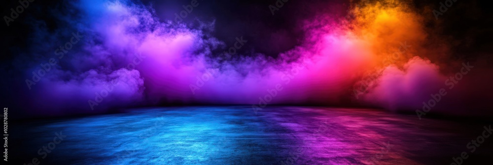 Wall mural Vibrant Colorful Fog in Dark Space