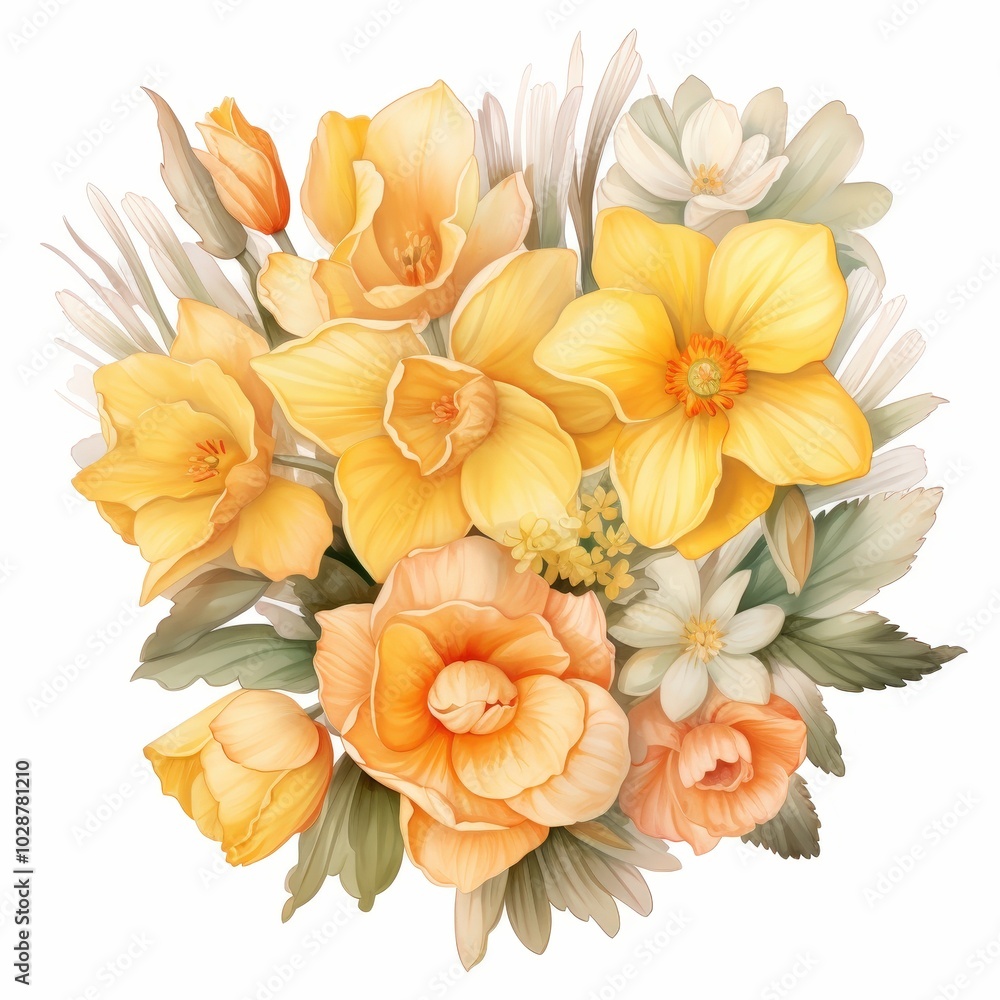 Sticker Vibrant Yellow Floral Arrangement for Spring Decor