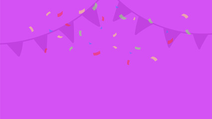 purple background party with confetti and decoration minimalist simple