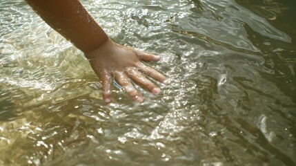 Child's Hand Touching Polluted River - Urgency for Clean Water Access | Ultra-Detailed, Cinematic Light