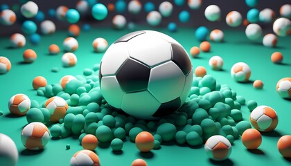 Fototapeta premium Football resting on a clay field in 3D clay style