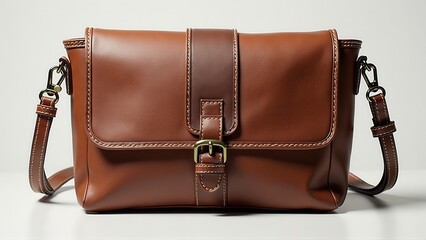 A vintage-style leather crossbody bag with an emphasis on the texture of the material.
