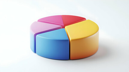 Obraz premium 3D Floating Pie Chart and Business Graph Icon for Financial Analysis and Market Trends on Isolated White Background - Infographic Vector Concept