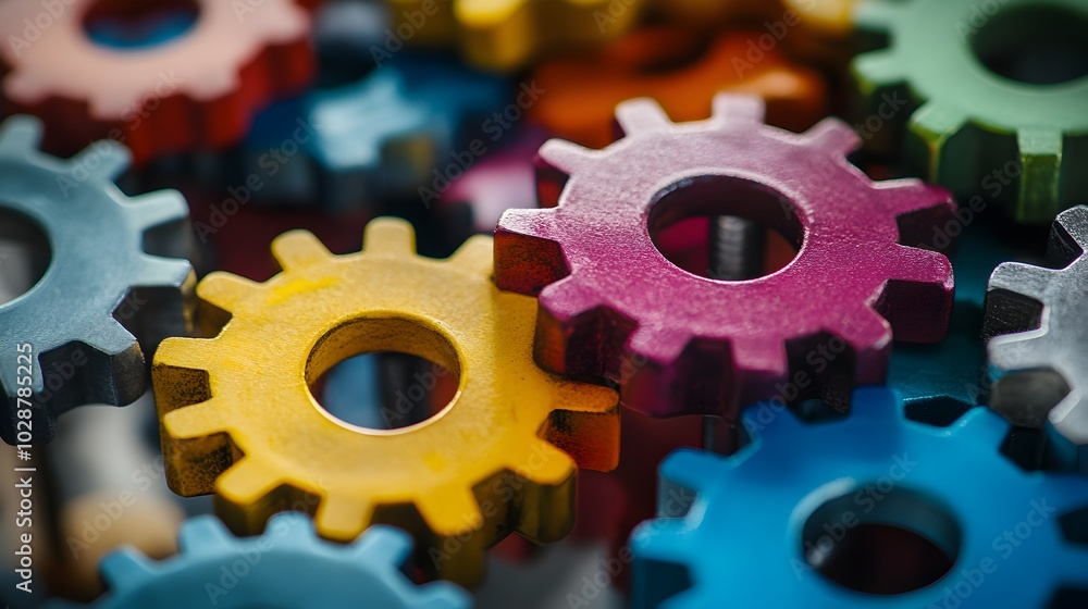 Aufkleber interlocking gears symbolizing the complex mechanisms of innovation within a modern business or orga