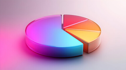 Obraz premium 3D Floating Pie Chart with Glowing Percentages: Master Data Visualization & Business Trends for Financial Infographics