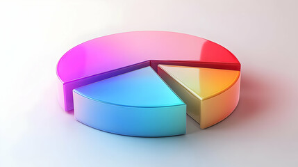 Fototapeta premium 3D Floating Pie Chart with Glowing Percentages for Data Visualization | Masterful Statistical Infographics and Business Trends Representation | Isolated on White Background