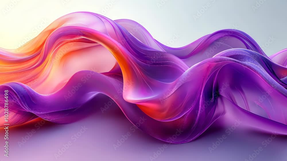 Poster flowing waves of purple creating a dynamic abstract design
