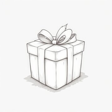 recommend clip art: Gift Box with Bow - Line Art Illustration  .