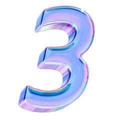 Number 3 in chromatic 3D style