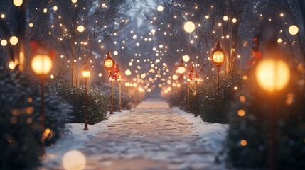 Fototapeta premium christmas lights in the street