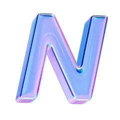 Letter N in chromatic 3D style