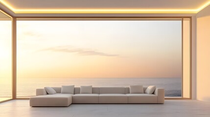 Contemporary Living Room with Expansive Panoramic Windows.
