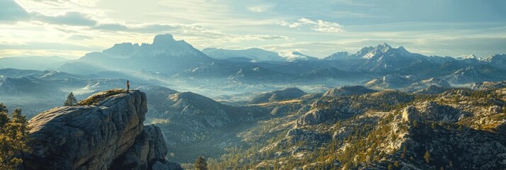 Breathtaking mountain landscape showcases majestic peaks under a clear blue sky. Ideal for travel, nature, and outdoor enthusiasts. Experience the beauty of nature here. AI