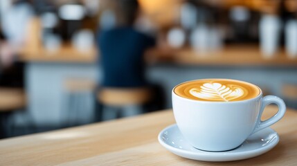 Cozy Coffee Shop Scene with Latte Art