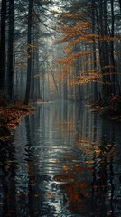 Autumn Forest Reflections: A Tranquil River Scene
