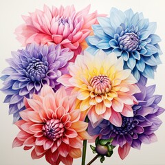 Obraz premium Vibrant Colorful Blooming Flowers in Soft Pastel Shades