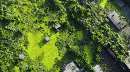 Contrasting Worlds: Vibrant Green Landscape vs. Industrial Impact on Nature - Aerial Environmental Impacts Photo with Ultra-Detailed, Cinematic Light