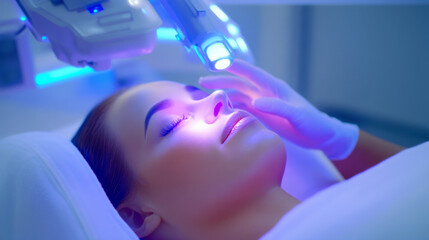 Futuristic skincare treatment with ai-driven robot in high-tech beauty salon