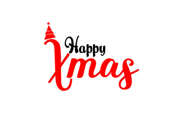 Happy Xmas lettering for greeting cards, banners, posters, isolated on white background.