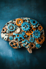 Fototapeta premium An imaginative illustration of a brain composed of puzzle pieces and mechanical gears
