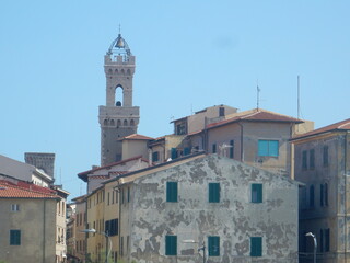 old houses in Piombino, Livorno province, Tuscany, Italy