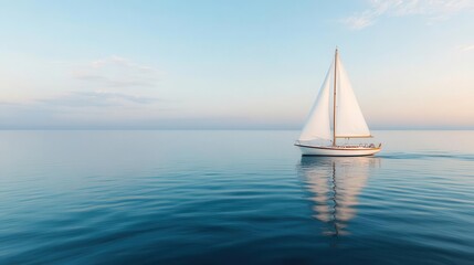 Obraz premium A sailboat gliding smoothly over calm water focus on The rhythmic motion of sailing for inner peace tranquil Double exposure Sea backdrop