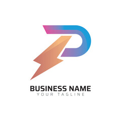 p abstract modern minimalist premium typography 3d colorful letter logo design template