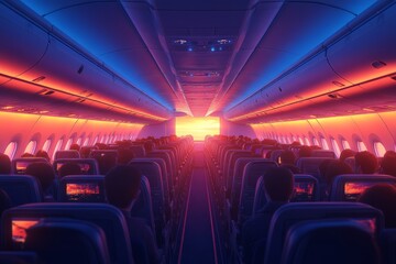 Fototapeta premium A middle section of a full Airplane. Generative AI