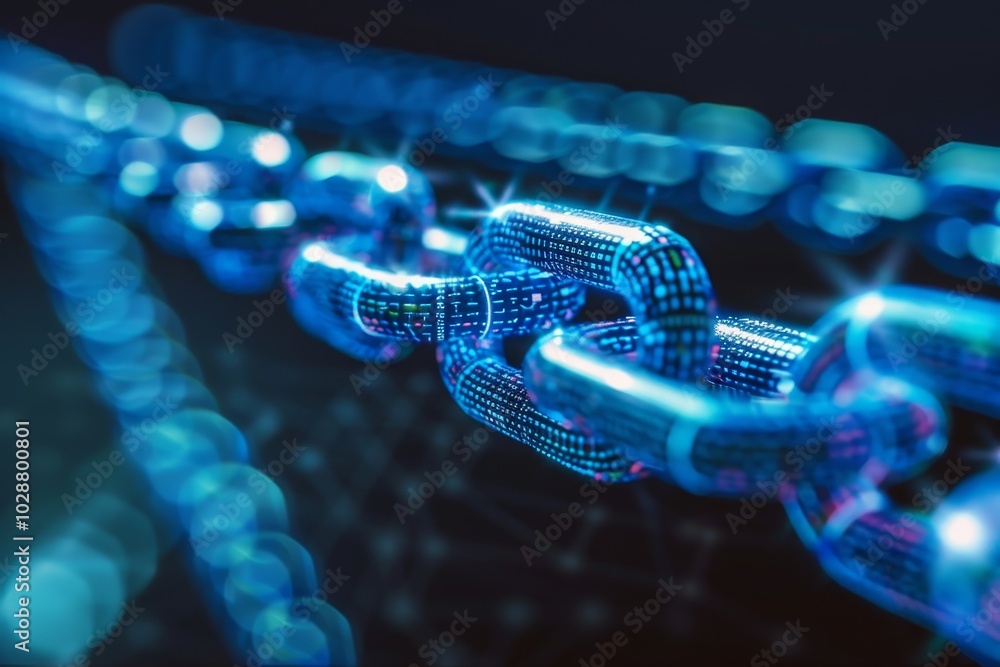 Poster a visual representation of a cryptographic blockchain , a visual representation of blockchain techno