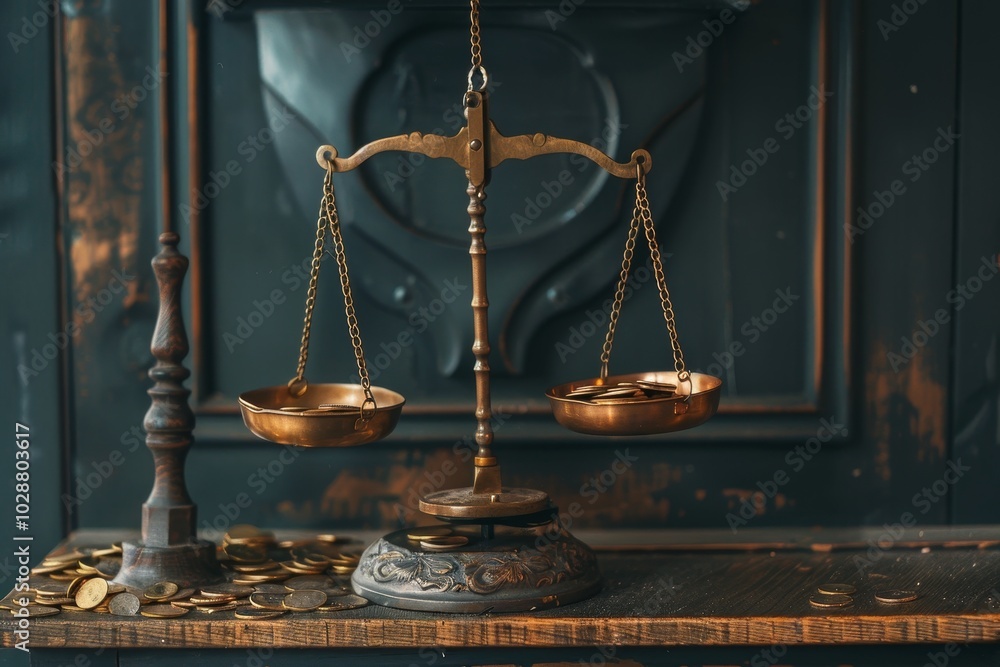 Poster a weighing scale comparing the price and value of a commodity ,an antique weighing scale with two bo