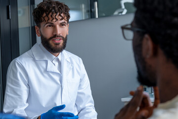 Dentist providing checkup for oral health and preventive care during consultation with patient