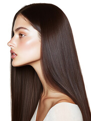 Naklejka premium Smooth and Shiny Long Hair with Healthy Luster Showcasing Modern Haircare Trends