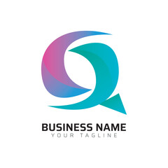 Q abstract modern minimalist premium typography 3d colorful letter logo design template