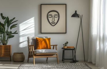 Cozy living room corner featuring modern decor, natural light, and stylish furniture arrangement
