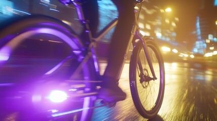 Fototapeta premium Embracing Sustainable Urban Mobility: Close-up of a Person Using Bike-sharing Service in Lively Cityscape with Ultra-Detailed, Cinematic Light