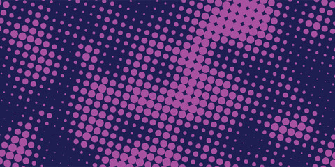 Gradient halftone pattern diagonal vector illustration. Pink dots, blue halftone texture. Pop Art blue pink halftone, comics Background.