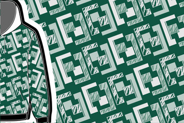 Vector graphic pattern in green and white tones for printing t-shirts.