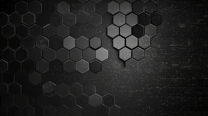 A dark hexagon grid with a gradual edge fade, offering a bold tech aesthetic for gaming or web banners.