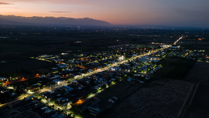 view of the town at night