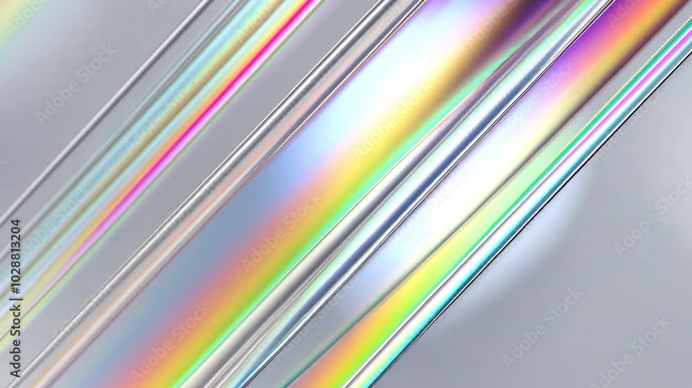 Poster light streaks are moving, creating an iridescent gradient on a white background. this seamlessly loo
