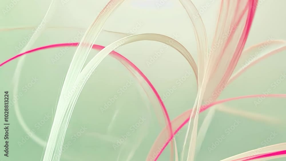 Poster abstract animation of pink and white lines smoothly moving on a green background. ideal for projects