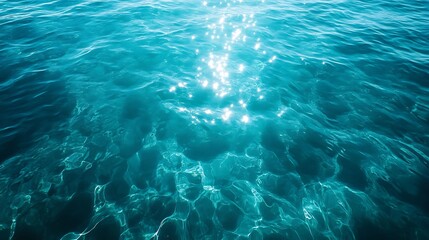 Glimmering ocean water reflects sunlight in a serene tropical paradise at noon background